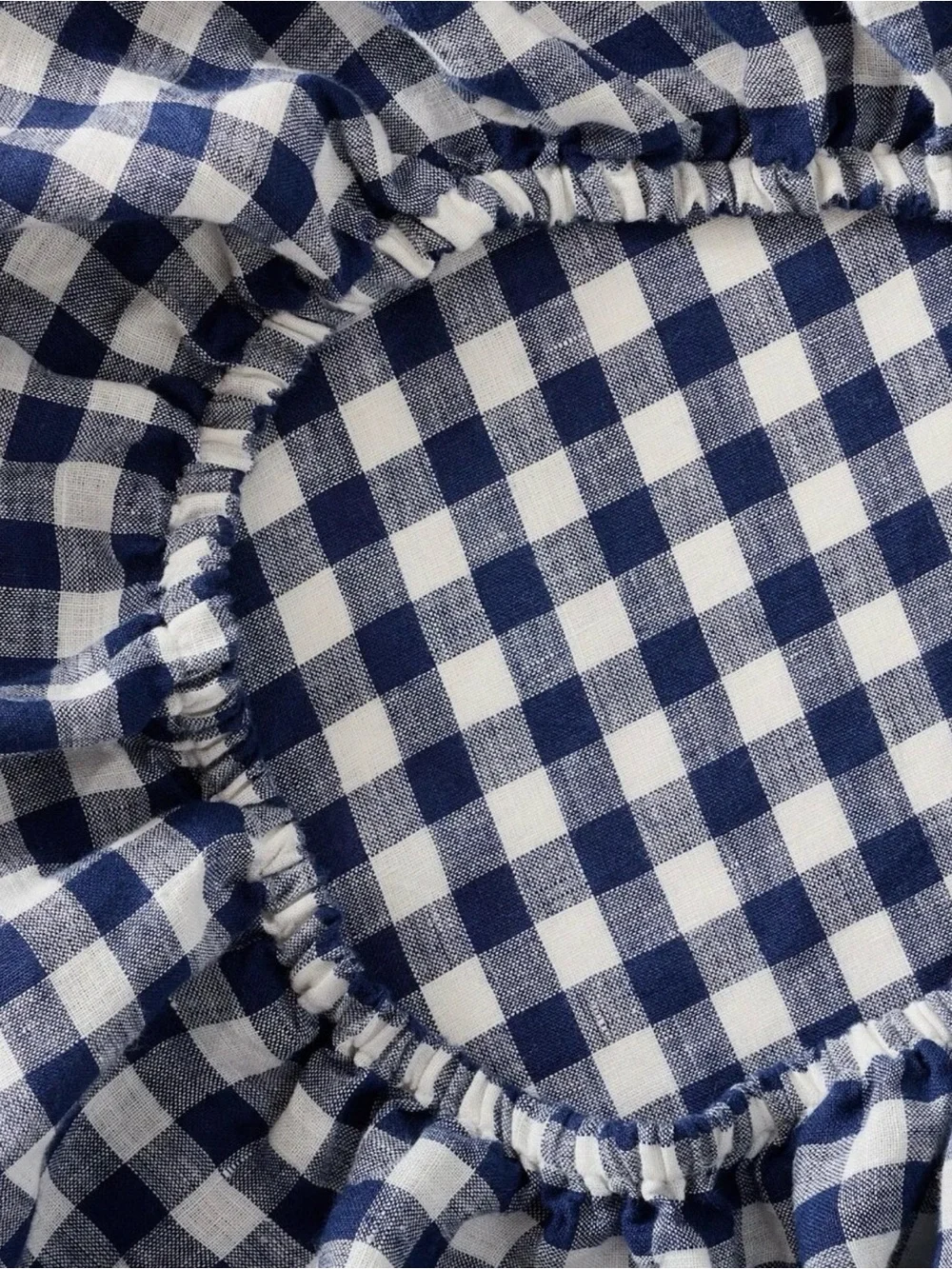 NWOT Quince Linen Navy and White Gingham Twin Fitted Sheet Set - Retail $94